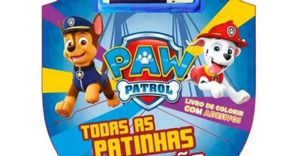 Livro de Colorir com Canetinhas e Adesivos Patrulha Canina