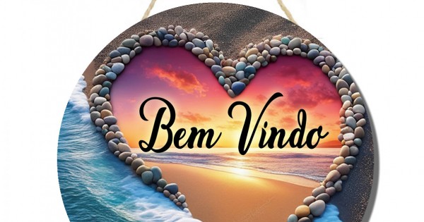 Placa decorativa redonda Bem Vindo PL264