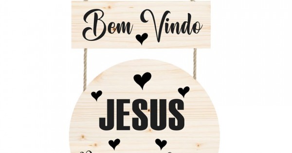 Placa decorativa Seja bem vindo Jesus Reina neste lugar PL290