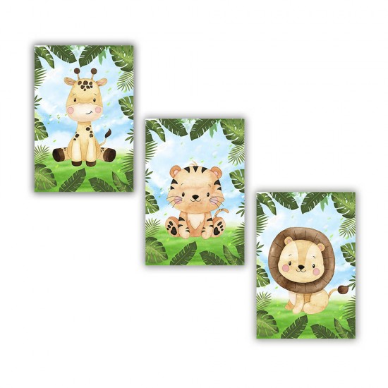 Placas decorativa infantil animais da floresta kit140