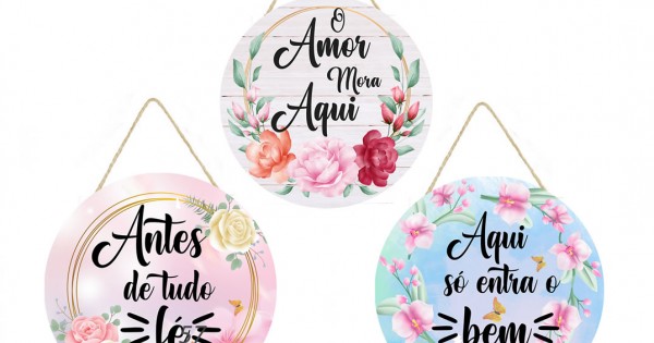 Combo 3 placas decorativas redondas PL116