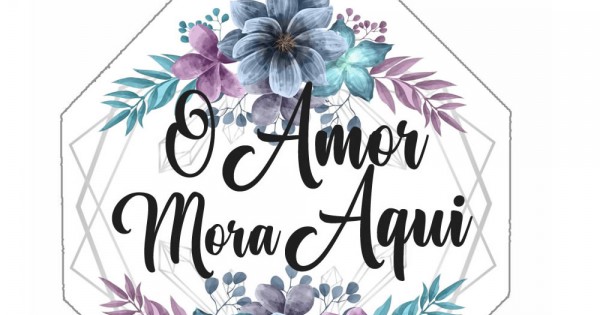 Placa decorativa 20x20com fase O amor mora aqui PL082