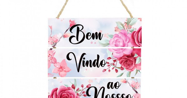 Placa  decorativa frase Bem vindo ao nosso lar PL088