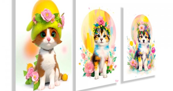 Kit quadros decorativos infantil animais abstrato KIT129