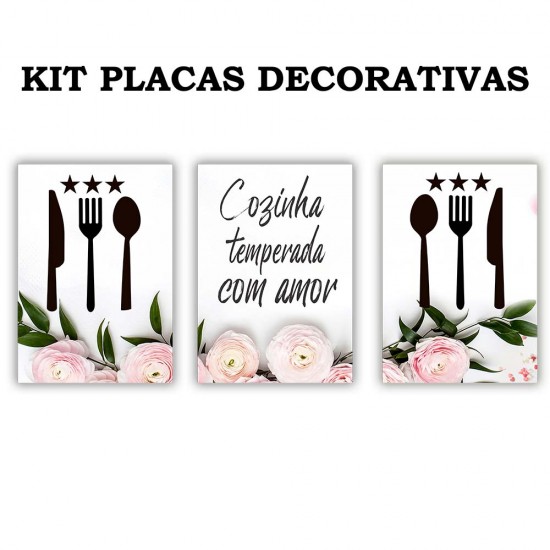 Kit quadros decorativos cozinha temperada com amor KIT135