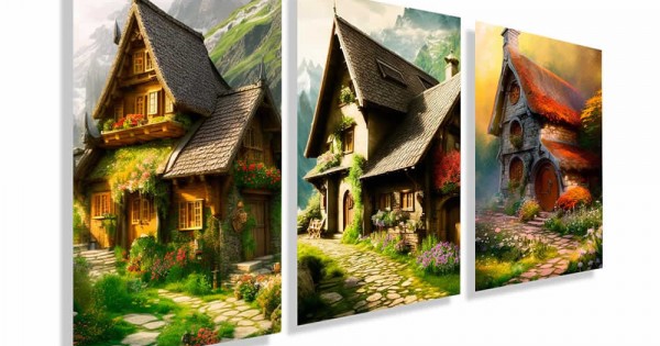 Kit com 3 quadros decorativos estilo Hobbit KIT122