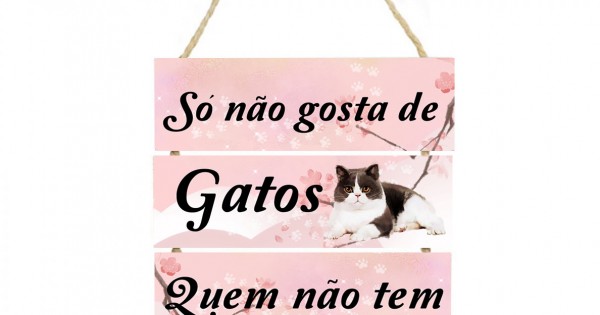 Placa decorativa So não gosta de gatos quem não tem adote 45