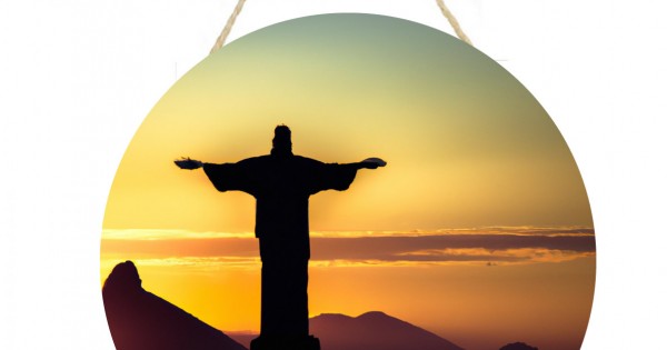 Placa decorativa redonda mdf Cristo PL123