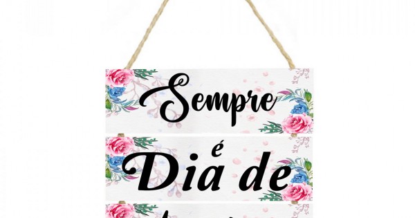 Placa decorativa com corda Sempre e dia de agradecer 031