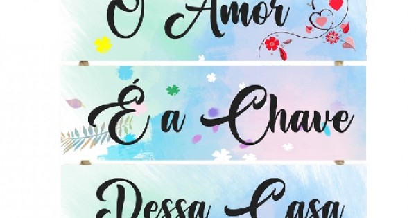 Quadrinho,3 placas O amor é a chave dessa casa cod 03