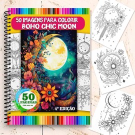 Livro para Colorir Boho Chic Moon 4� Edi��o - Seu Momento de Paz e Criatividade COL036-04