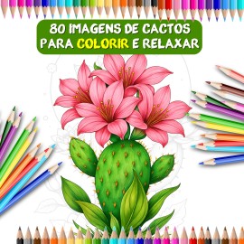 80 Desenhos para Colorir Adultos - Cactos COL21
