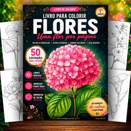 Livro para Colorir Flores Grandes Pagina Cheia Adultos