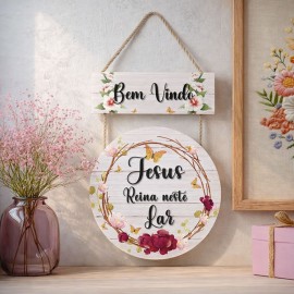 Placa Bem-vindo Jesus Reina Neste Lar