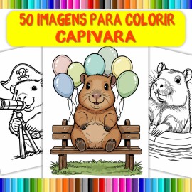 Livro de Colorir Adulto Antiestresse Capivara | 50 Desenhos Relaxantes |COL043