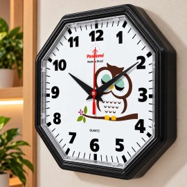 Rel�gio sextavado de Parede Decorativo tema curuja