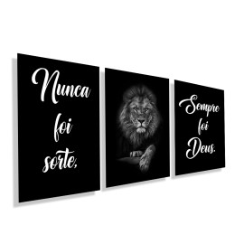 Kit com 3 quadros  Nunca foi sorte foi sempre Deus KIT143 