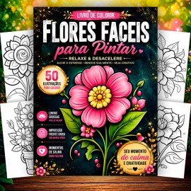 Livro Para Colorir Flores F�ceis Anti Stress Relaxante Adultos