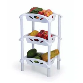Fruteira de plastico com 3 cestas cor  Branca 