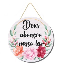 Placa decorativa Deus aben�oe nosso lar PL250