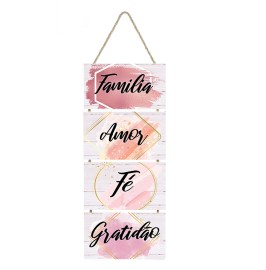 Placa decorativa MDF Fam�lia, amor, f�, gratid�o PL114