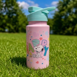 Garrafa Squeeze Snoopy Peek-A-Boo 500ml Rosa com Tampa Articul�vel e Al�a