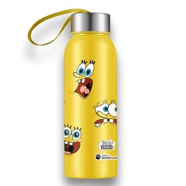 Garrafa Squeeze Pl�stico Bob Esponja 500ml com Tampa Inox