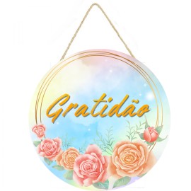 Placa decorativa redonda com a palavra Gratid�o  PL132