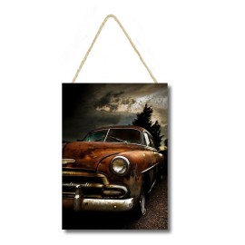 Placa decorativa com corda carro antigo cod 01