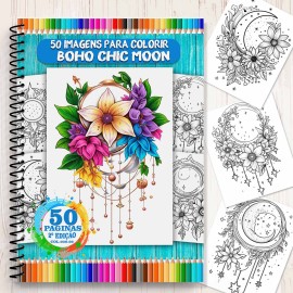 Livro para Colorir Boho Chic Moon 2� Edi��o - 50 Desenhos M�sticos COL036-02