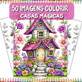 Livro de Colorir Adulto Antiestresse Casas M�gicas 54 P�ginas A4 Arteterapia Relaxamento COL030