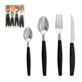 Kit Jogo de Talheres Color Livon 16 Pe�as A�o Inox com Cabos no cor preta