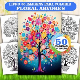 Livro de Colorir Adulto Antiestresse Floral �rvores | 50 Desenhos Arvores | Terceira Edi��o COL039-03