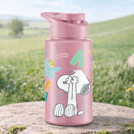 Garrafa Squeeze Snoopy Peek-A-Boo 500ml Rosa com Tampa Articul�vel e Al�a