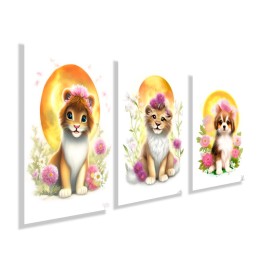 Kit quadros decorativos infantil animais abstrato KIT130 