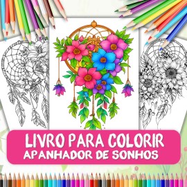 Livro de colorir de apanhador de sonhos florais COL044