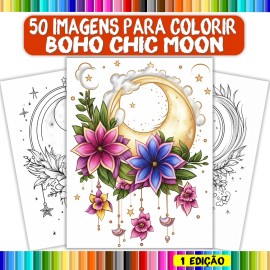 Livro para Colorir Antiestresse Boho Chic Moon 1 edi��o | Arteterapia Relaxamento Adultos | COL36