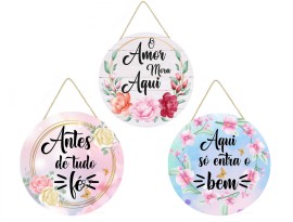 Combo 3 placas decorativas redondas PL116 
