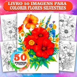 Livro para Colorir Adulto Antiestresse Flores Silvestres | 50 Desenhos Relaxantes 2-Edi��o COL058-02
