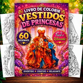 Livro para Colorir Moda Princesas Relaxante e Divertido