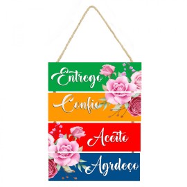 Placa  decorativa Entrego, confio aceito e agrade�o PL089 