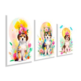 Kit quadros decorativo s infantil animais abstrato KIT132 