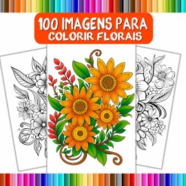 Livro para colorir 100 paginas de Florais cod- COL35