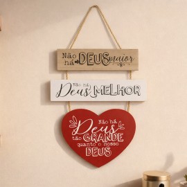 Placa Decorativa cora��o rosa N�o H� Deus Maior