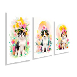 Kit quadros decorativos infantil animais abstrato KIT126 