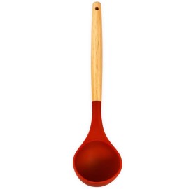 Concha Silicone Vermelho com Cabo de Madeira