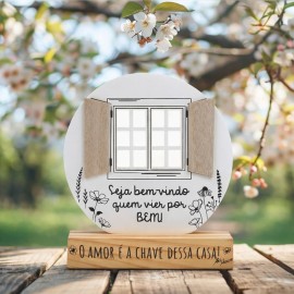 Placa Decorativa de Mesa em MDF Frase Seja Bem-Vindo Quem Vier por Bem