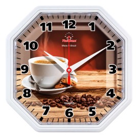 Rel�gio sextavado de Parede Decorativo tema cafe