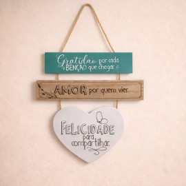 Placa Decorativa Frase Gratid�o por Cada Ben��o que Chegar