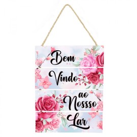 Placa  decorativa frase Bem vindo ao nosso lar PL088 
